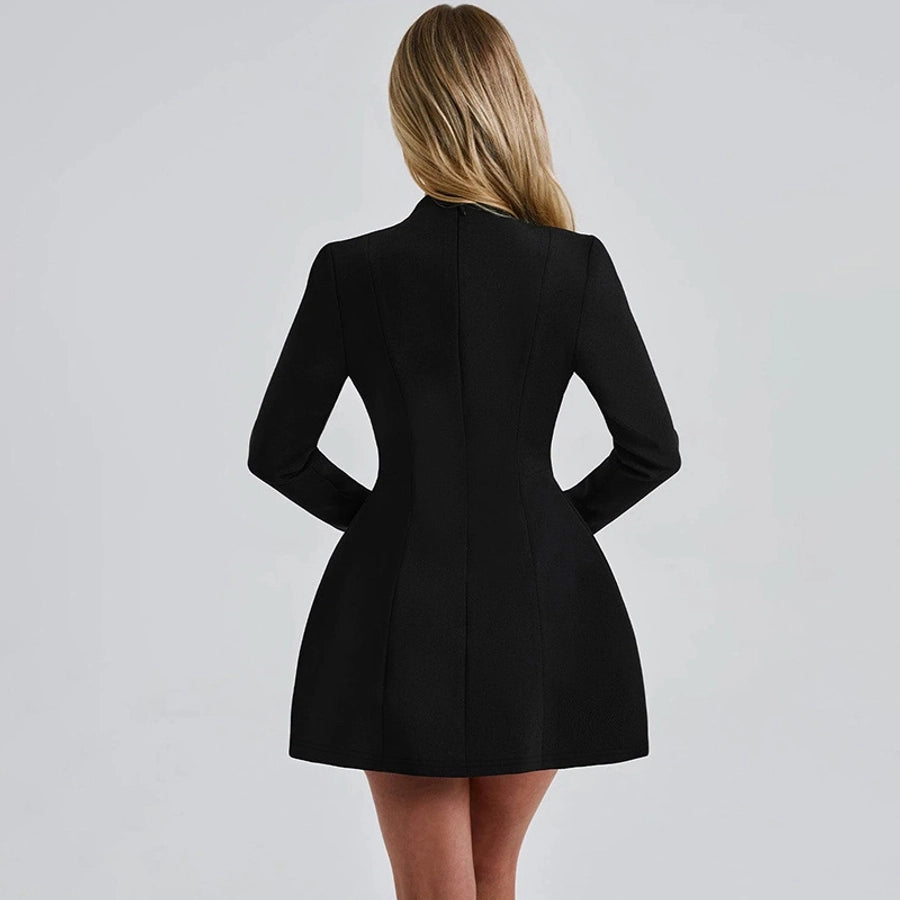 Women's Sheath Dress Vacation Simple Style V Neck Zipper Long Sleeve Solid Color Knee-Length Holiday