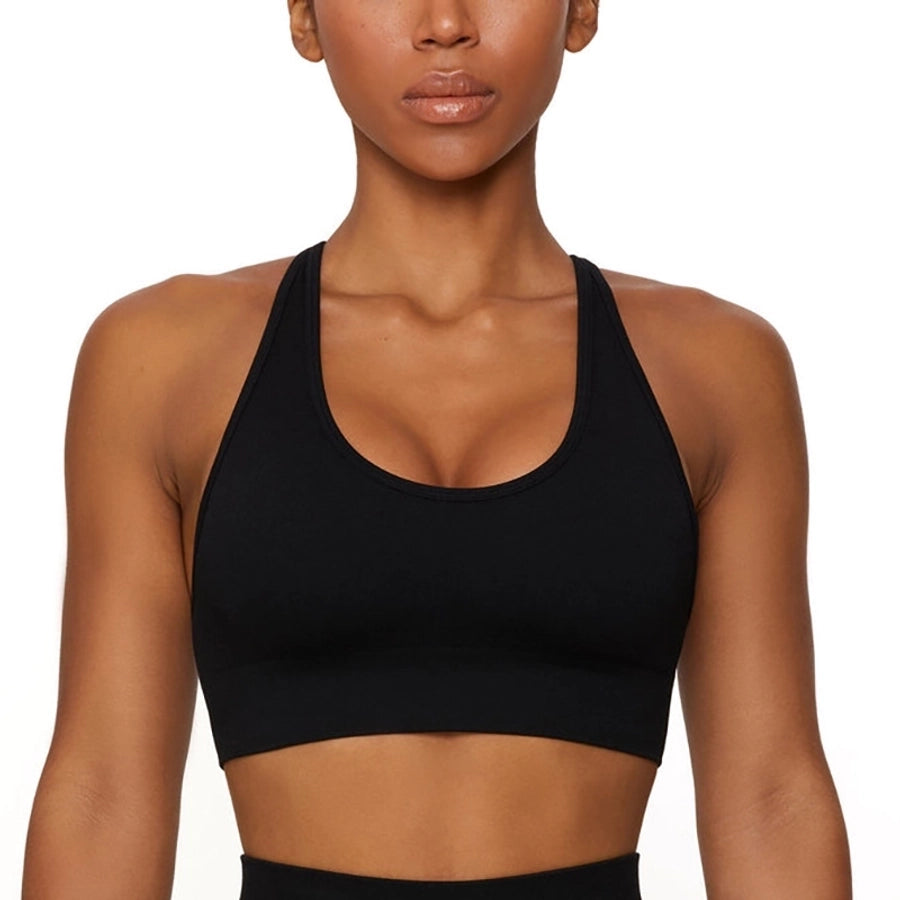 sports solid color chemical fiber blend v neck tracksuit vest leggings