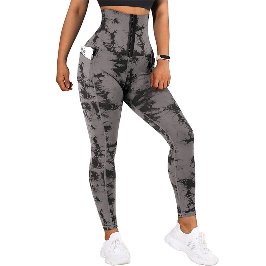 women's sports tie dye polyester active bottoms leggings