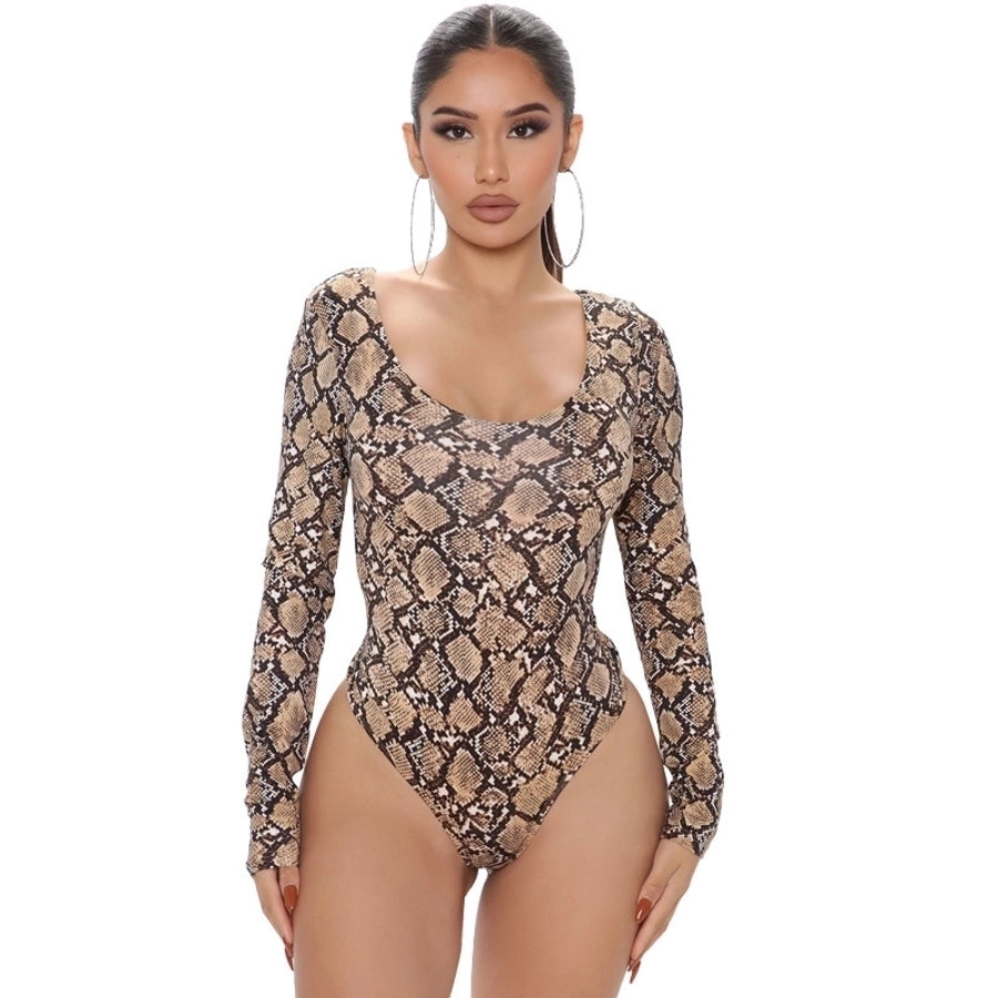 snakeskin leopard polyester bodysuits