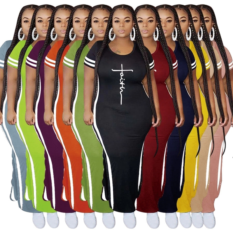 sheath dress commute round neck patchwork short sleeve color block midi dress holiday