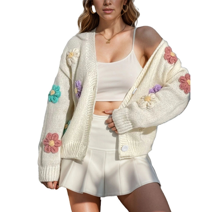 Women's Cardigan Long Sleeve Sweaters & Cardigans Elegant Flower
