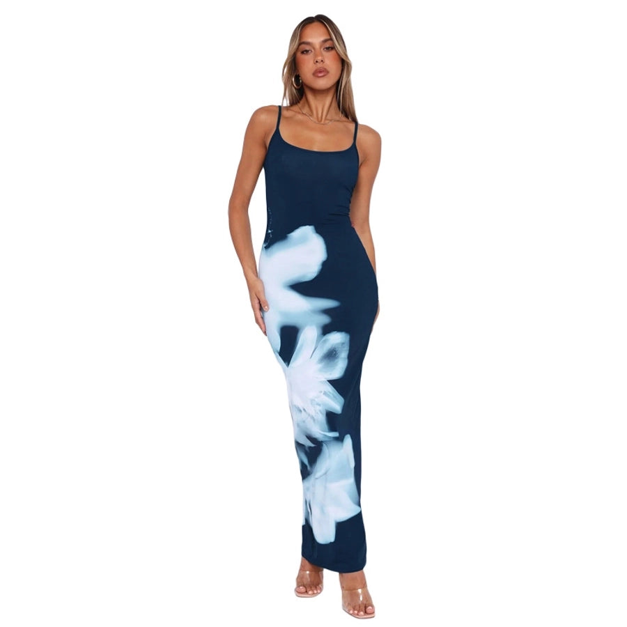 Women's Sheath Dress Streetwear U Neck Backless Sleeveless Abstract Maxi Long Dress Holiday