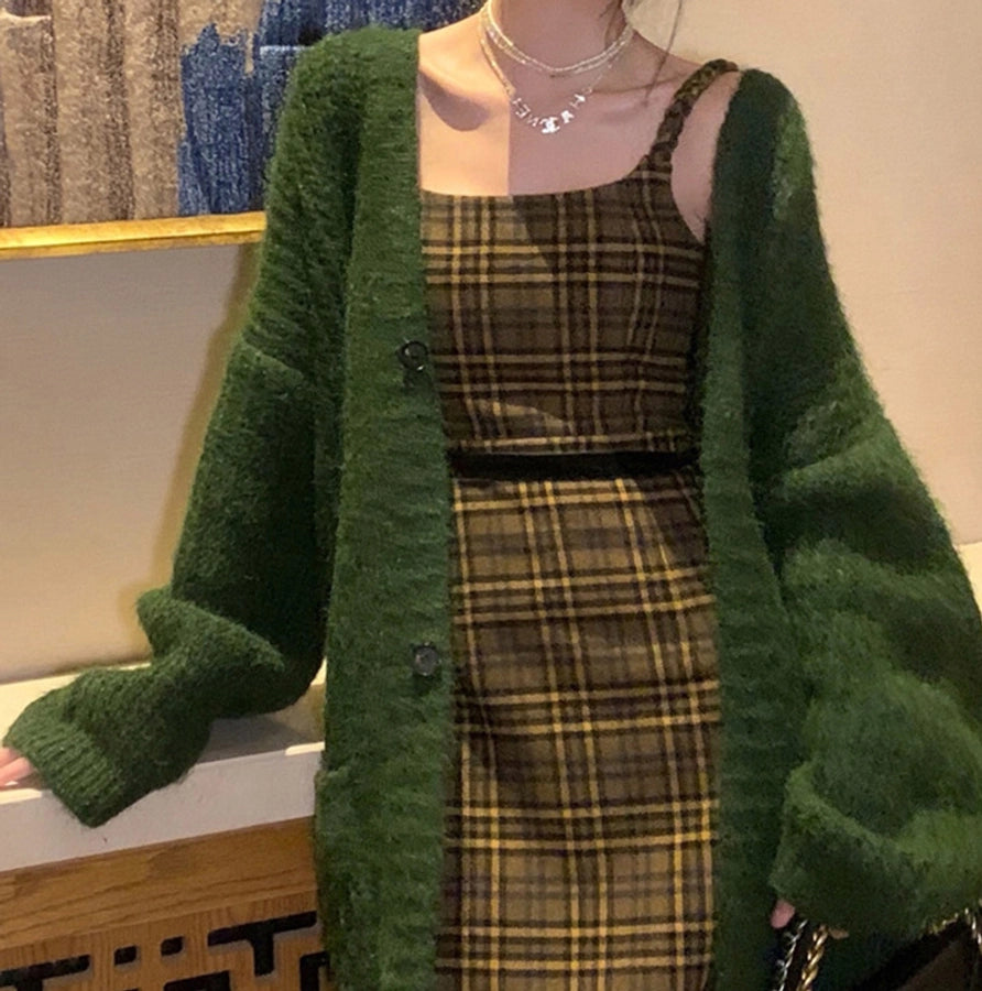 Korean Style Lazy Style Sweater Coat Autumn and Winter New Loose plus size Thickened Long   Knitted Cardigan for Women