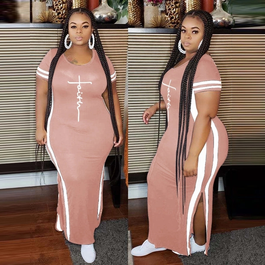 sheath dress commute round neck patchwork short sleeve color block midi dress holiday