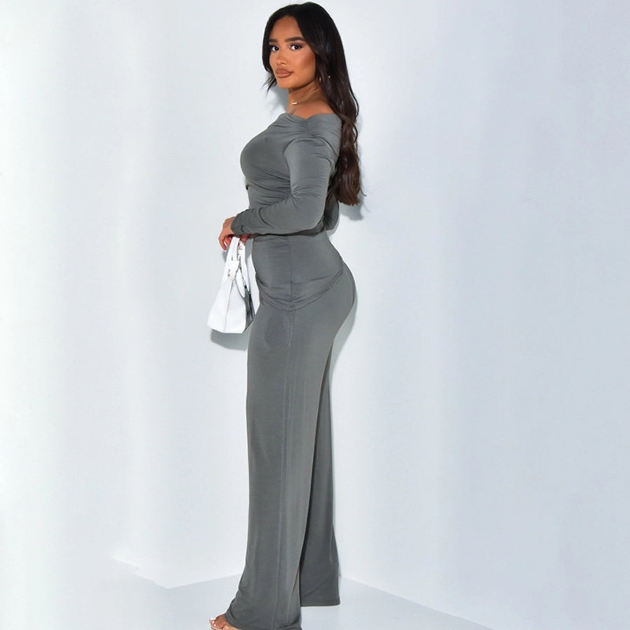 Holiday Women's Streetwear Solid Color Spandex Polyester Pants Sets Pants Sets