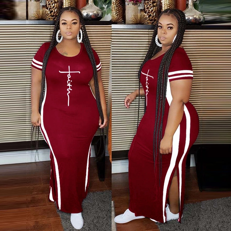 sheath dress commute round neck patchwork short sleeve color block midi dress holiday