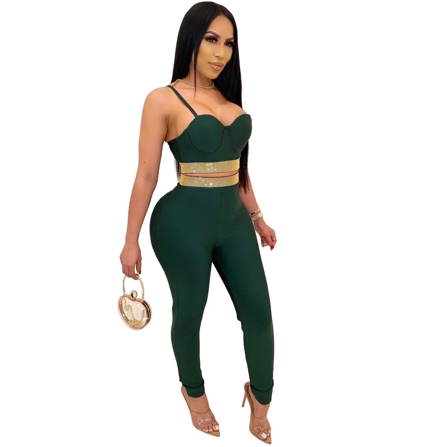 women's fashion solid color polyester knit diamond pants sets