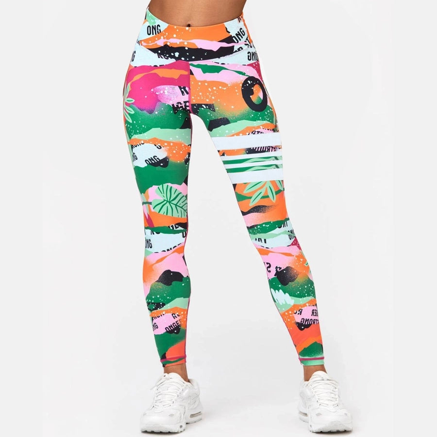 fitness printing chlorinated fiber polyester printing active bottoms jogger pants