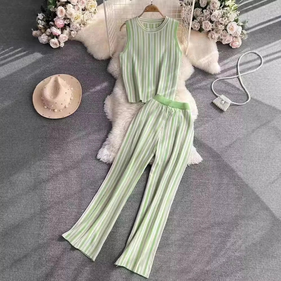Daily Women's Casual Stripe Polyester Pants Sets Pants Sets
