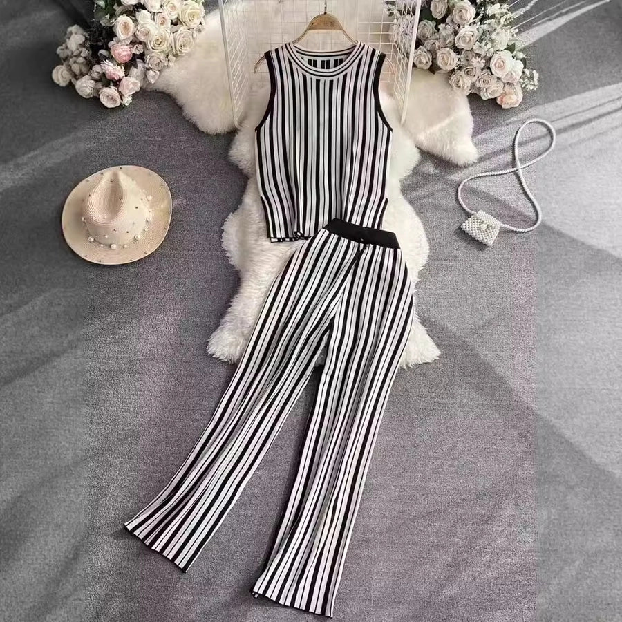 Daily Women's Casual Stripe Polyester Pants Sets Pants Sets