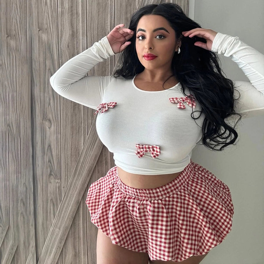 Holiday Women's Streetwear Bow Knot Spandex Polyester Milk Fiber Skirt Sets Skirt Sets