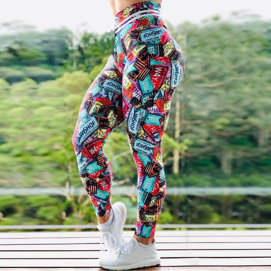 sports printing tie dye chlorinated fiber polyester active bottoms leggings