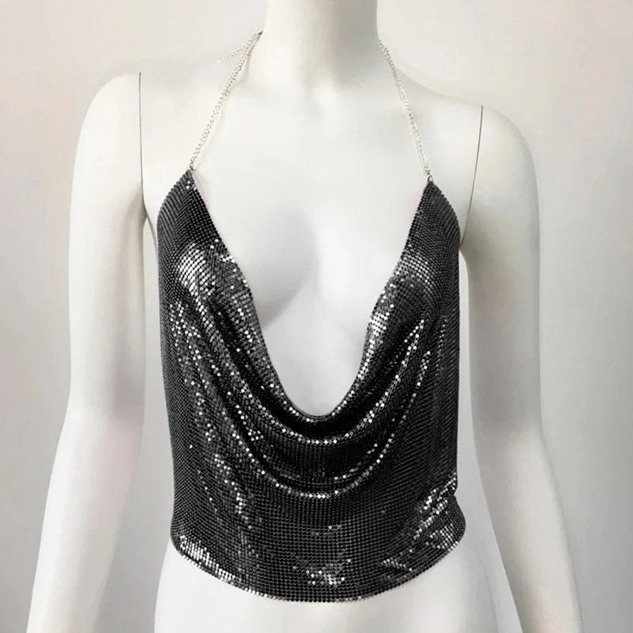 Women's Vest Tank Tops Sequins Streetwear Solid Color