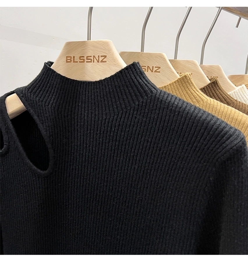 women's sweater long sleeve sweaters & cardigans hollow out casual solid color