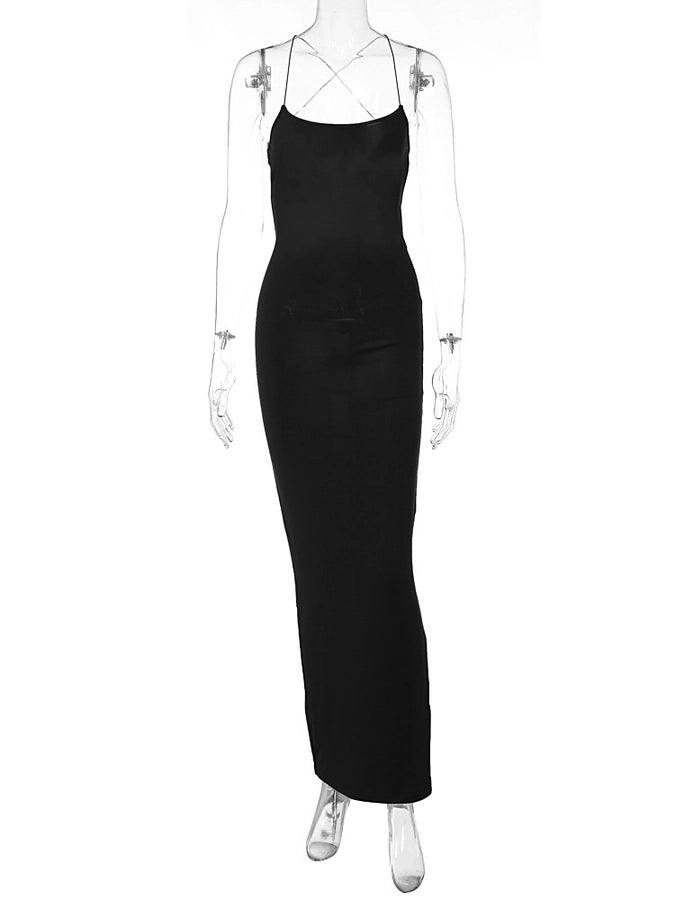 Women's Sheath Dress Sexy U Neck Backless Sleeveless Solid Color Maxi Long Dress Holiday Travel