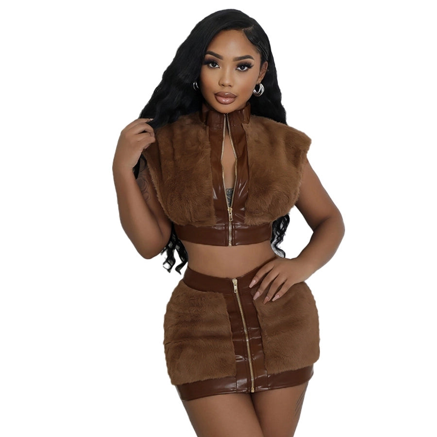 Holiday Women's Streetwear Solid Color Spandex Polyester Skirt Sets Skirt Sets