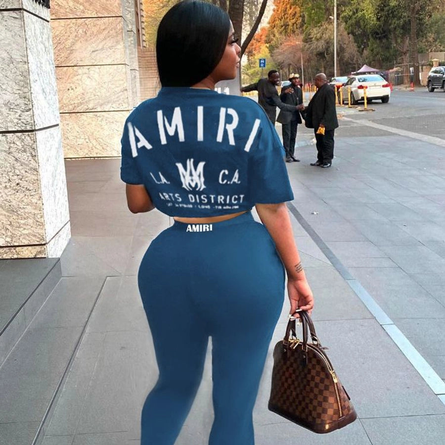 Holiday Women's Streetwear Letter Polyester Pants Sets Pants Sets