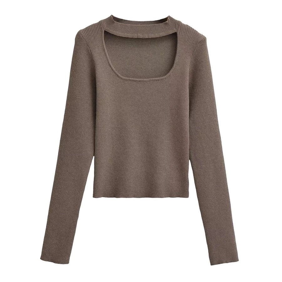 Women's Sweater Long Sleeve Sweaters & Cardigans Hollow Out Elegant Stripe