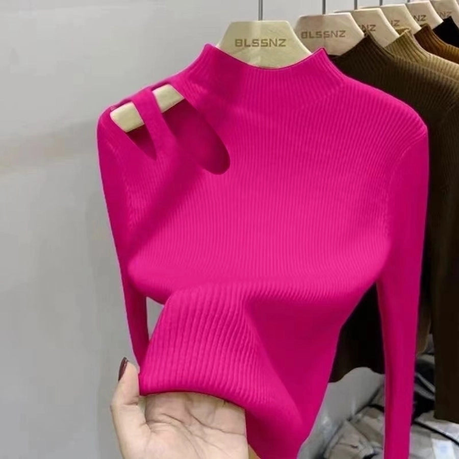 women's sweater long sleeve sweaters & cardigans hollow out casual solid color