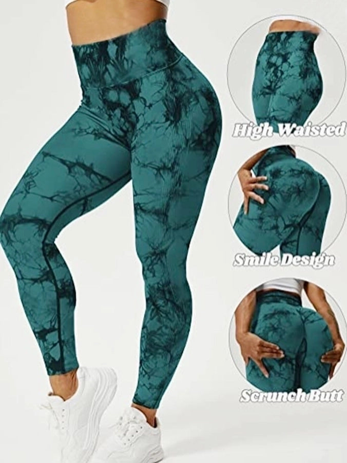 sports tie dye nylon active bottoms leggings