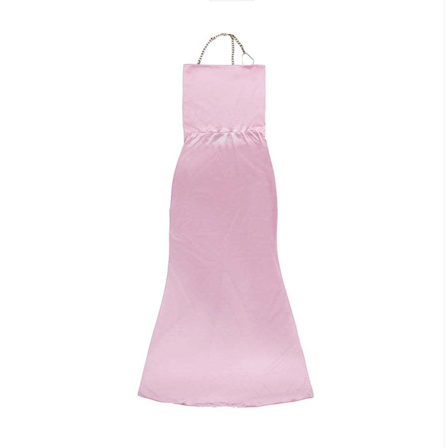 Women's Sheath Dress Streetwear Halter Neck Sleeveless Solid Color Maxi Long Dress Cocktail Party