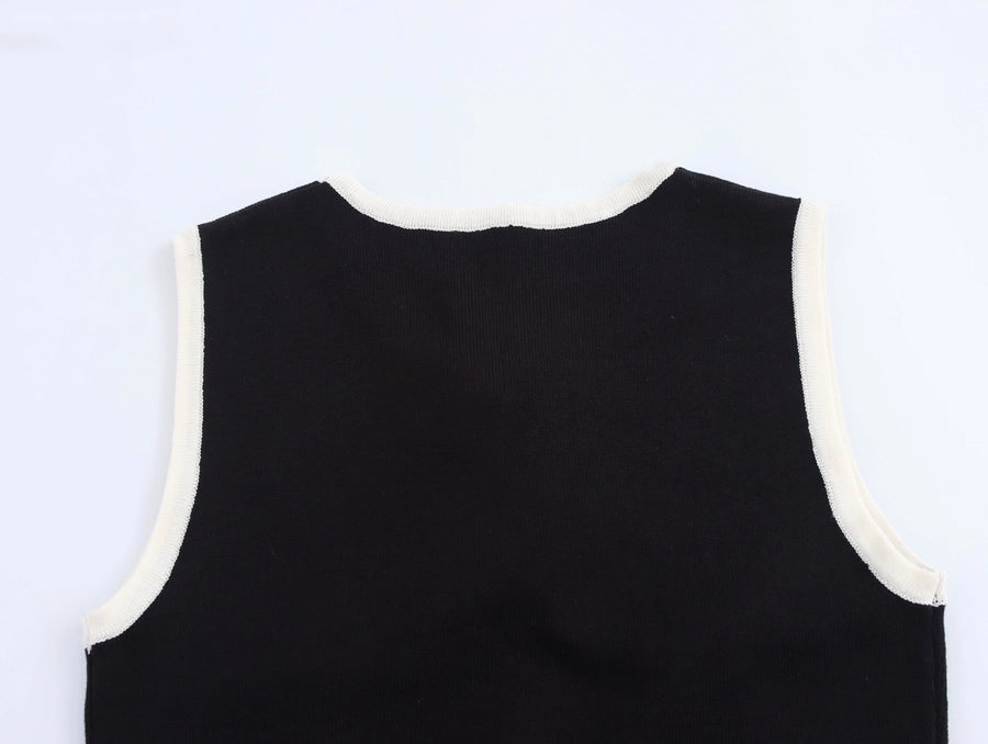 Women's Tank Dress Streetwear Round Neck Button Sleeveless Color Block Above Knee Casual Holiday
