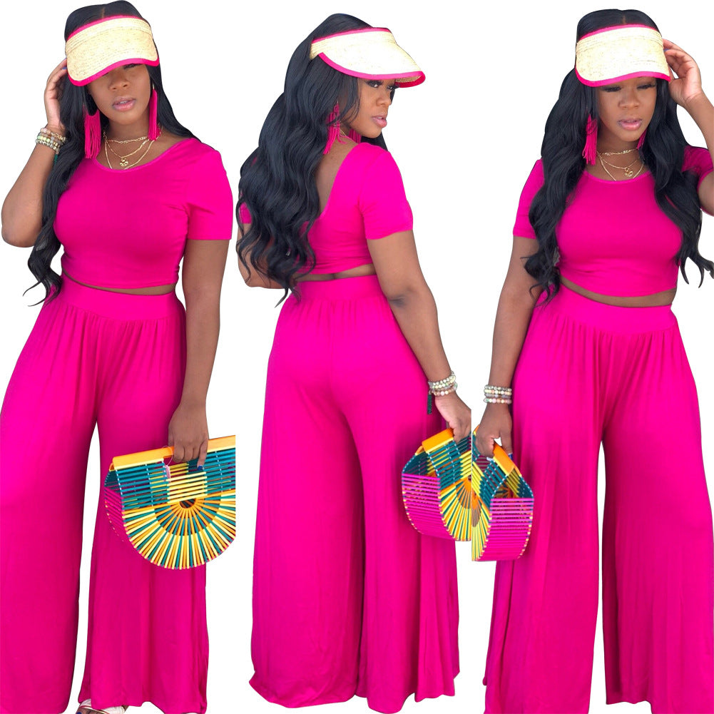 women's casual solid color spandex pants sets