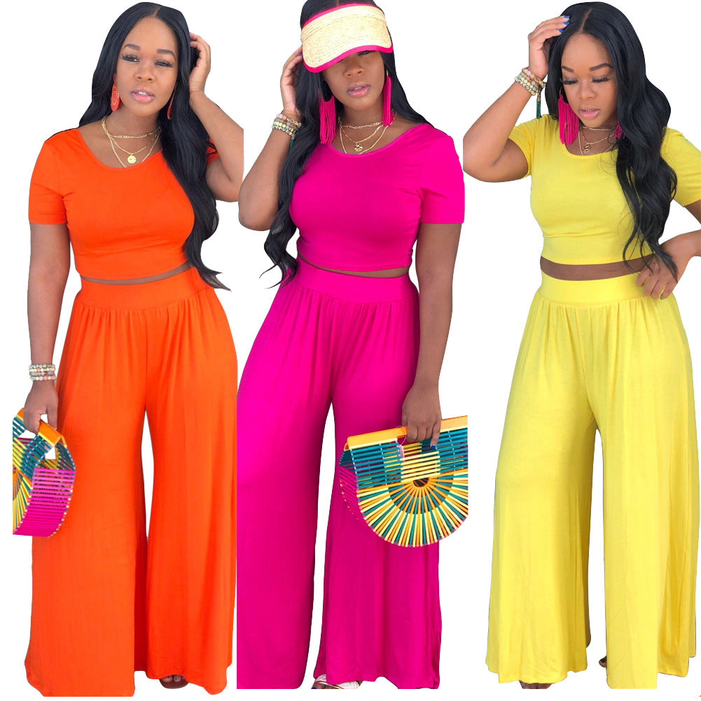 women's casual solid color spandex pants sets