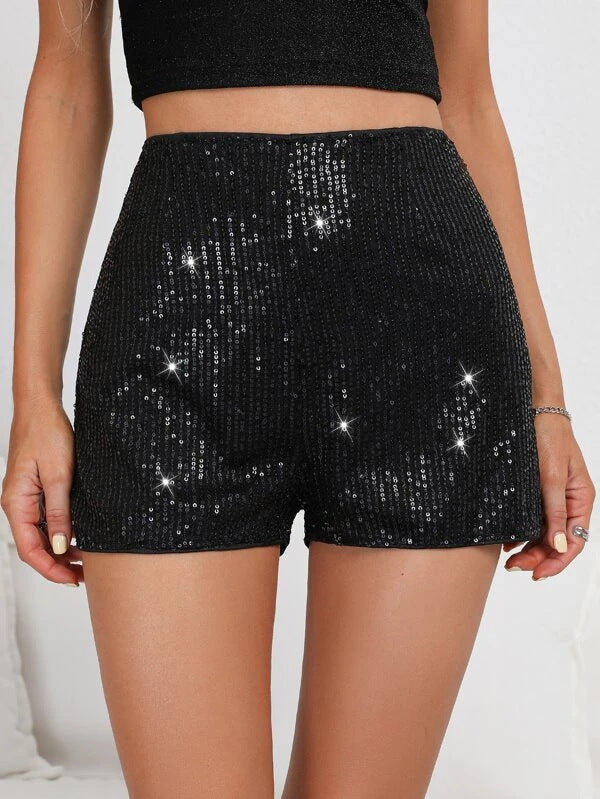 Women's Party Bar Streetwear Solid Color Shorts Sequins Baggy Shorts