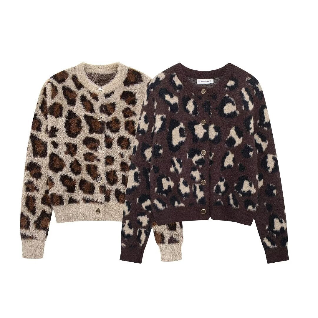 Women's Coat Long Sleeve Sweaters & Cardigans Vacation Leopard