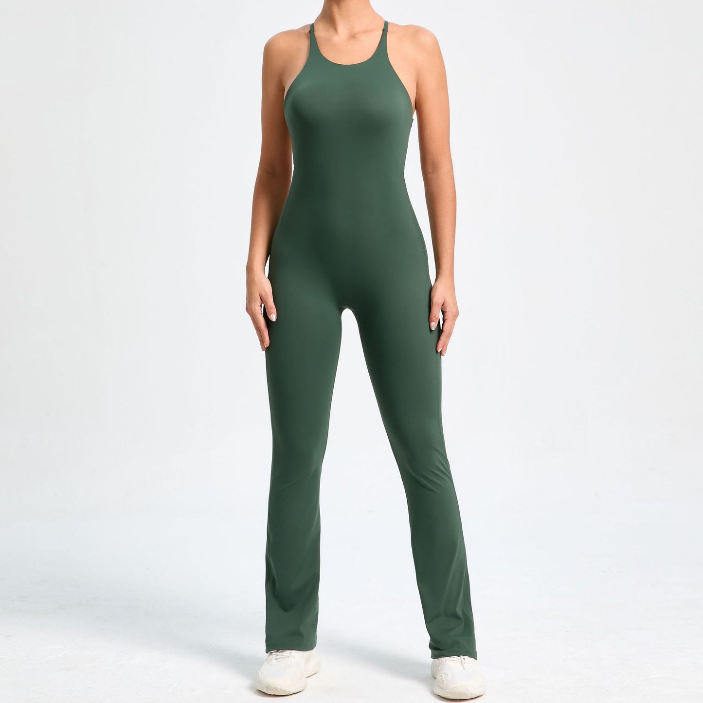 Fitness Yoga Running Simple Style Solid Color Full Length Jumpsuits