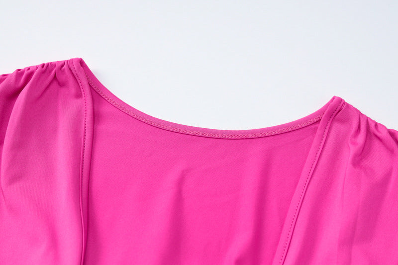 women's regular dress elegant v neck pleated long sleeve solid color maxi long dress daily