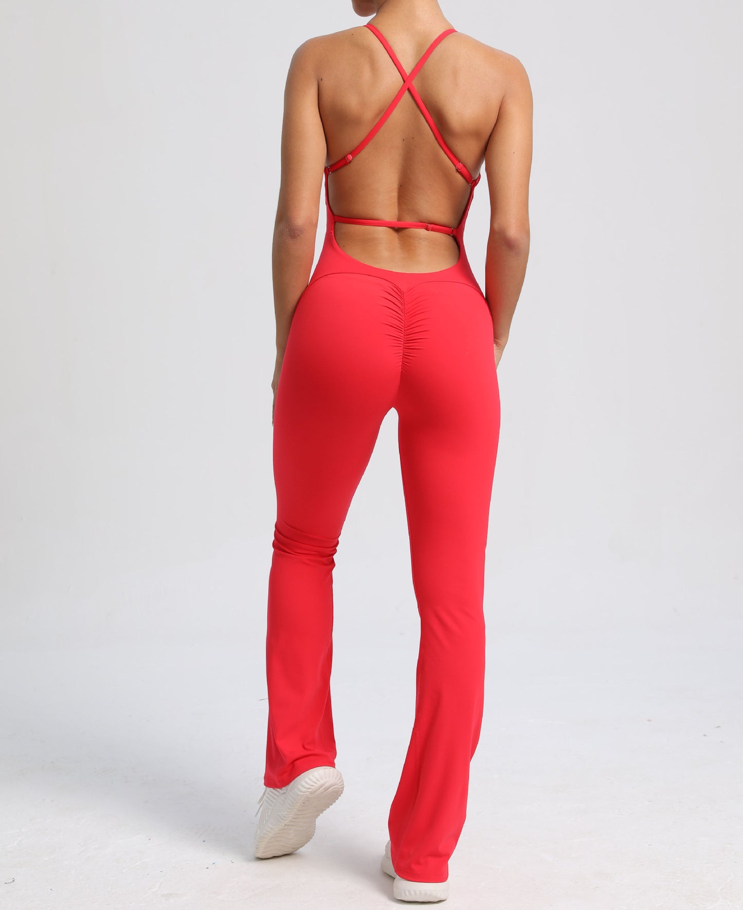 Fitness Yoga Running Simple Style Solid Color Full Length Jumpsuits