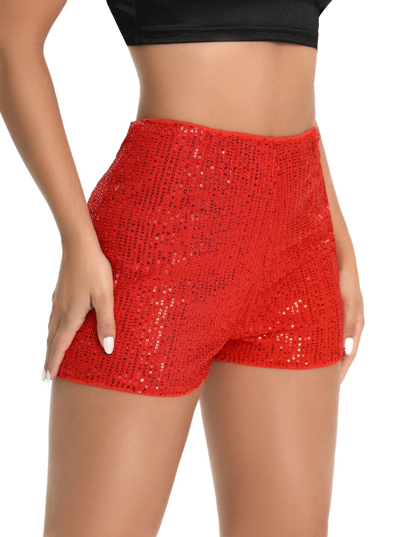 Women's Party Bar Streetwear Solid Color Shorts Sequins Baggy Shorts