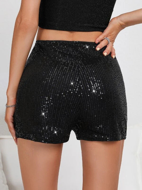 Women's Party Bar Streetwear Solid Color Shorts Sequins Baggy Shorts