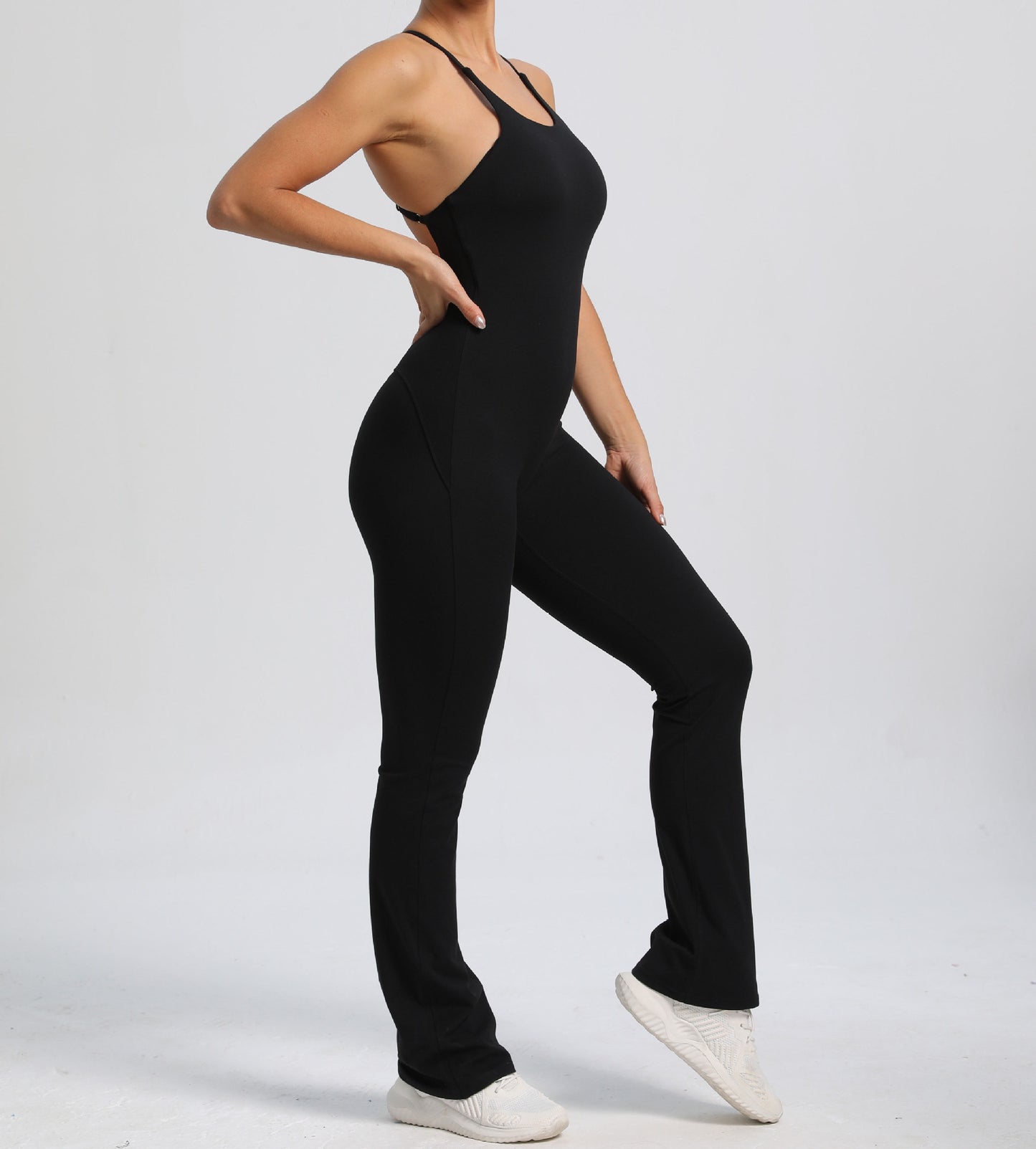 Fitness Yoga Running Simple Style Solid Color Full Length Jumpsuits