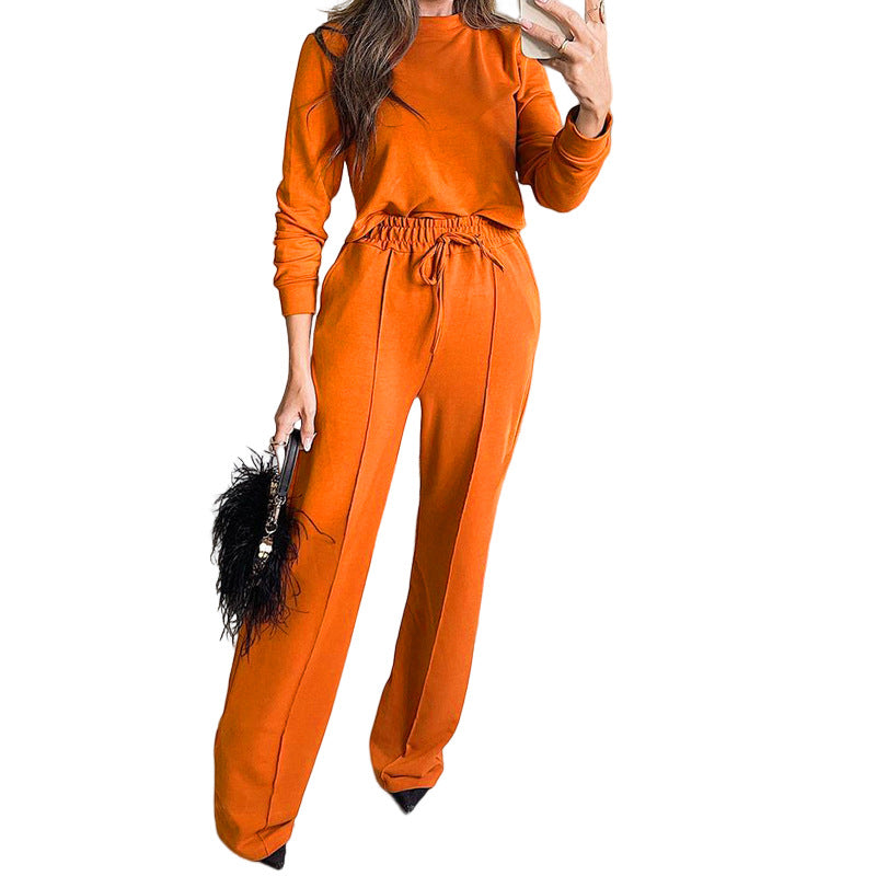 daily street women's simple style solid color spandex polyester pants sets pants sets