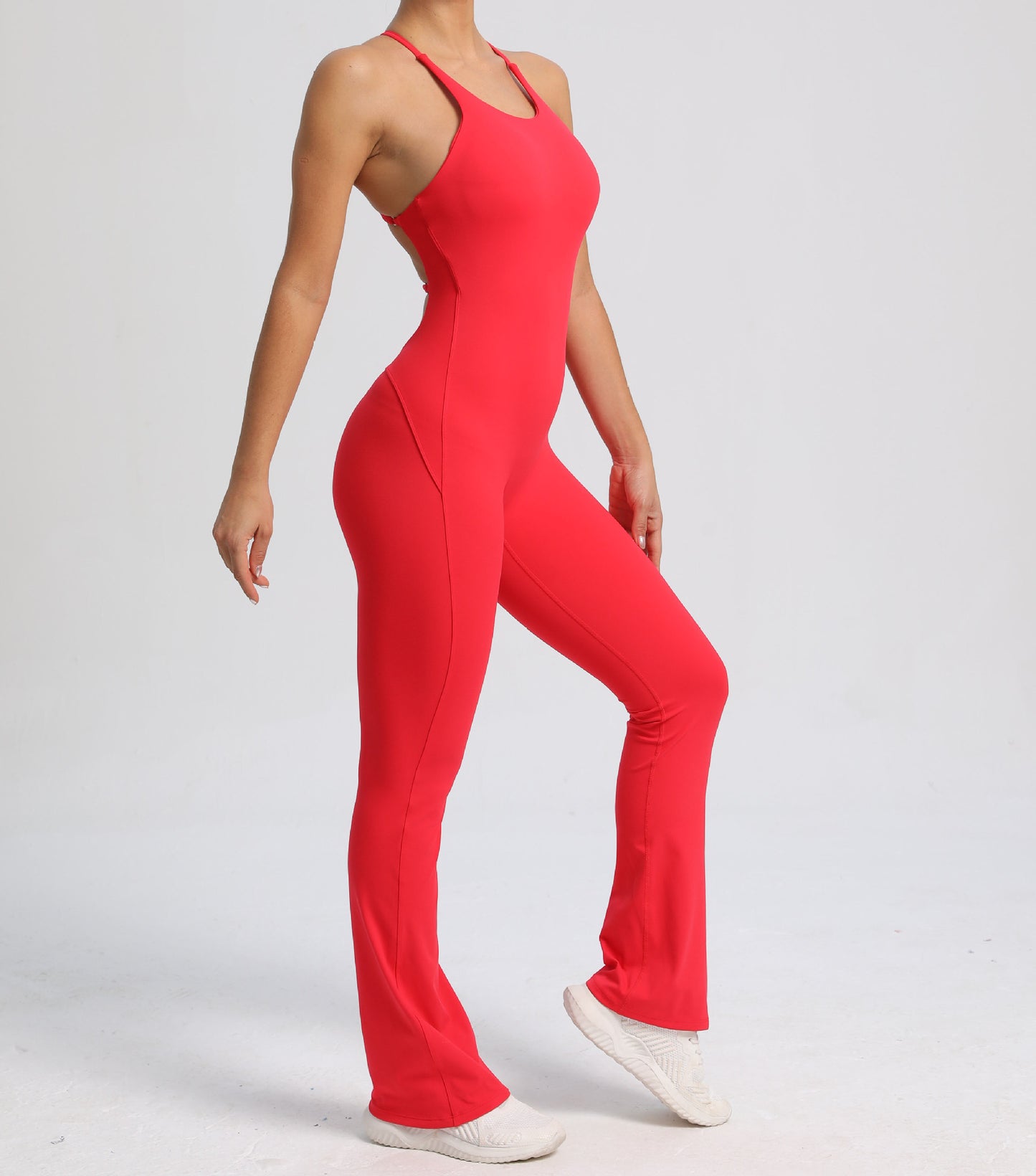 Fitness Yoga Running Simple Style Solid Color Full Length Jumpsuits