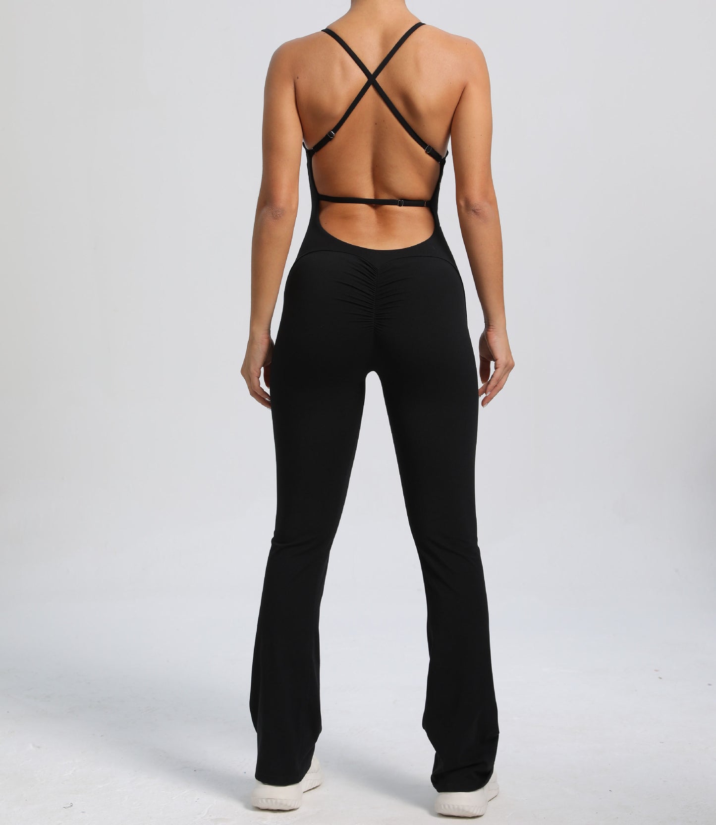 Fitness Yoga Running Simple Style Solid Color Full Length Jumpsuits