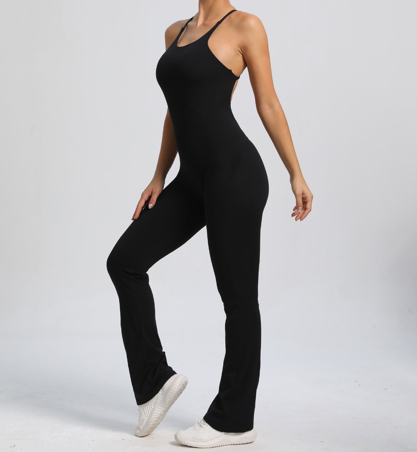 Fitness Yoga Running Simple Style Solid Color Full Length Jumpsuits