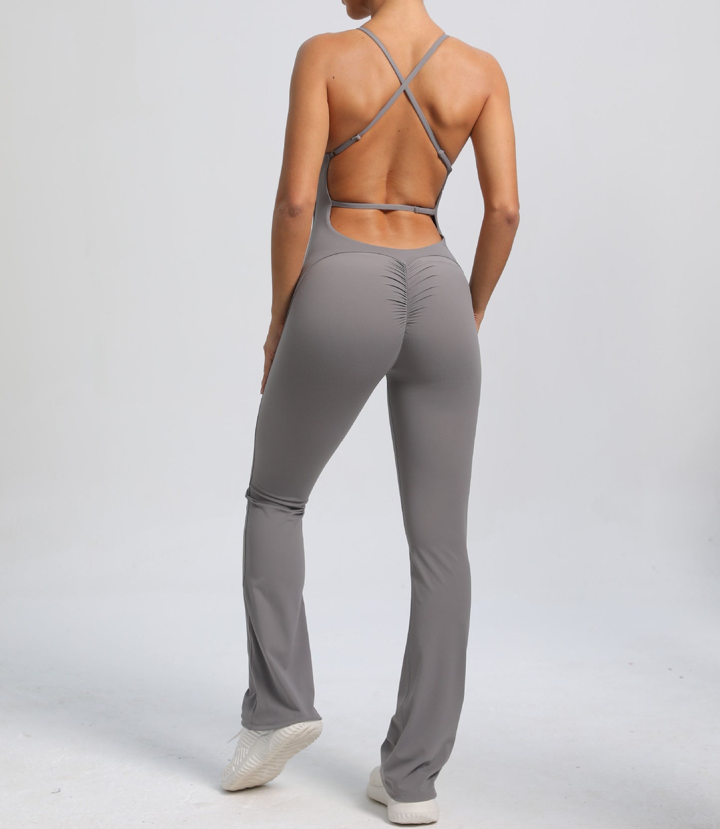 Fitness Yoga Running Simple Style Solid Color Full Length Jumpsuits