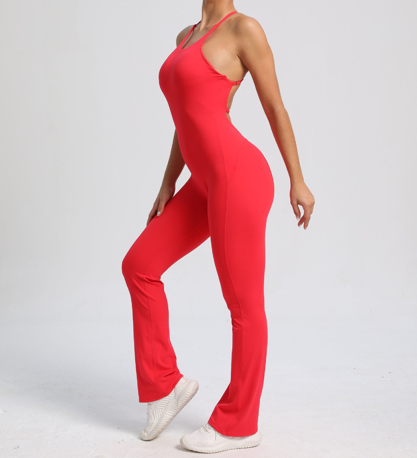 Fitness Yoga Running Simple Style Solid Color Full Length Jumpsuits