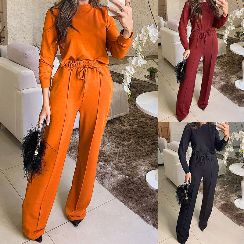 daily street women's simple style solid color spandex polyester pants sets pants sets