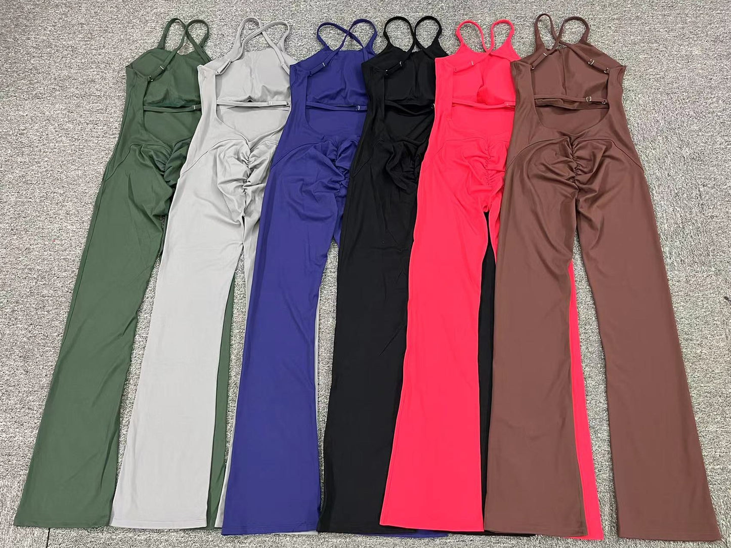 Fitness Yoga Running Simple Style Solid Color Full Length Jumpsuits