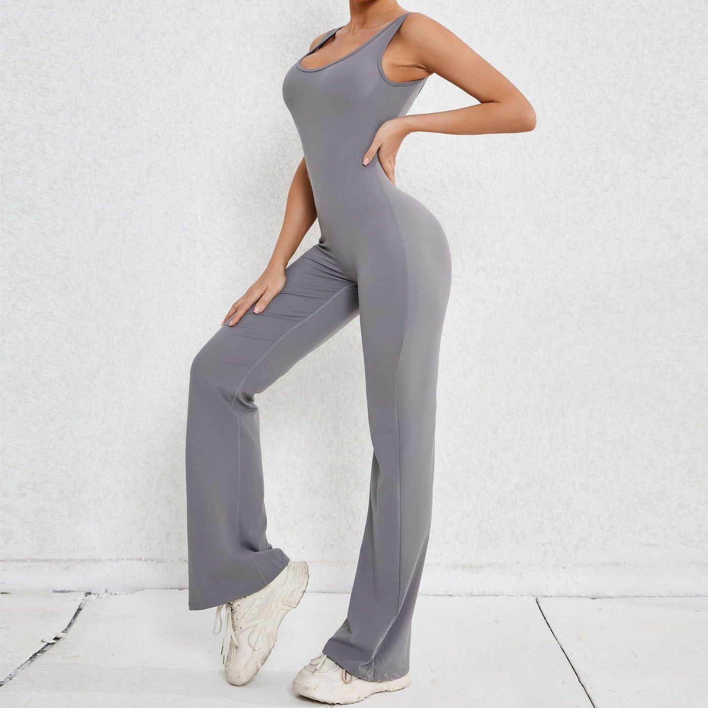 Simple Style Solid Color Nylon Cotton Blend Tracksuit Jumpsuits