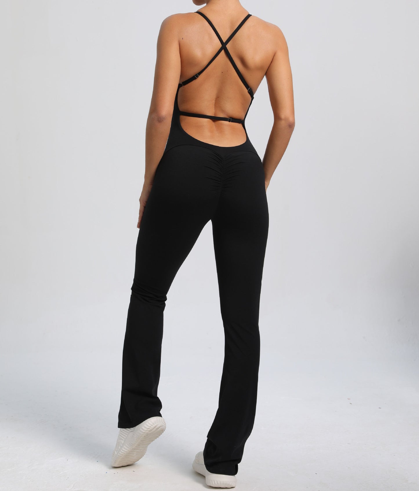 Fitness Yoga Running Simple Style Solid Color Full Length Jumpsuits