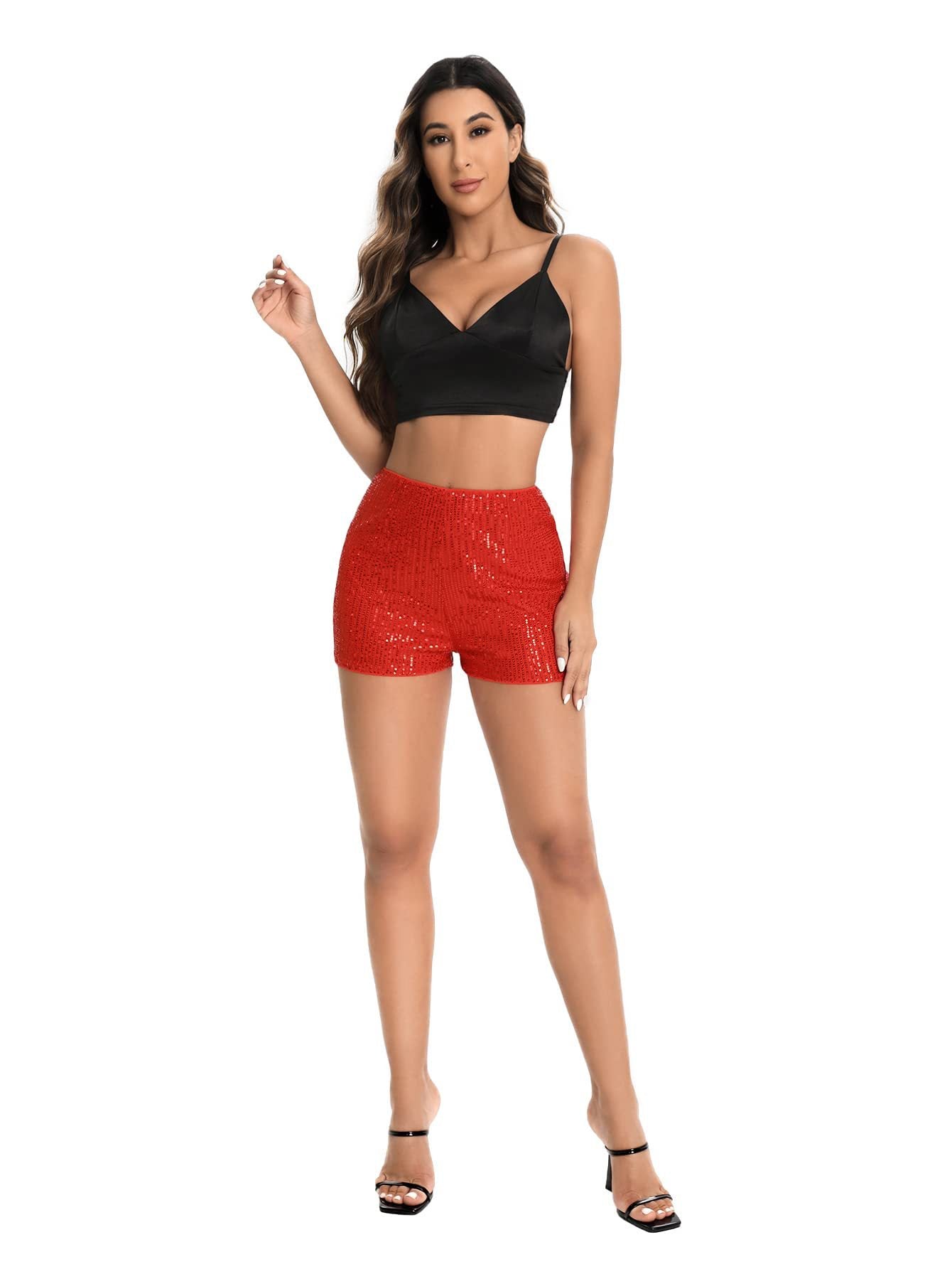 Women's Party Bar Streetwear Solid Color Shorts Sequins Baggy Shorts