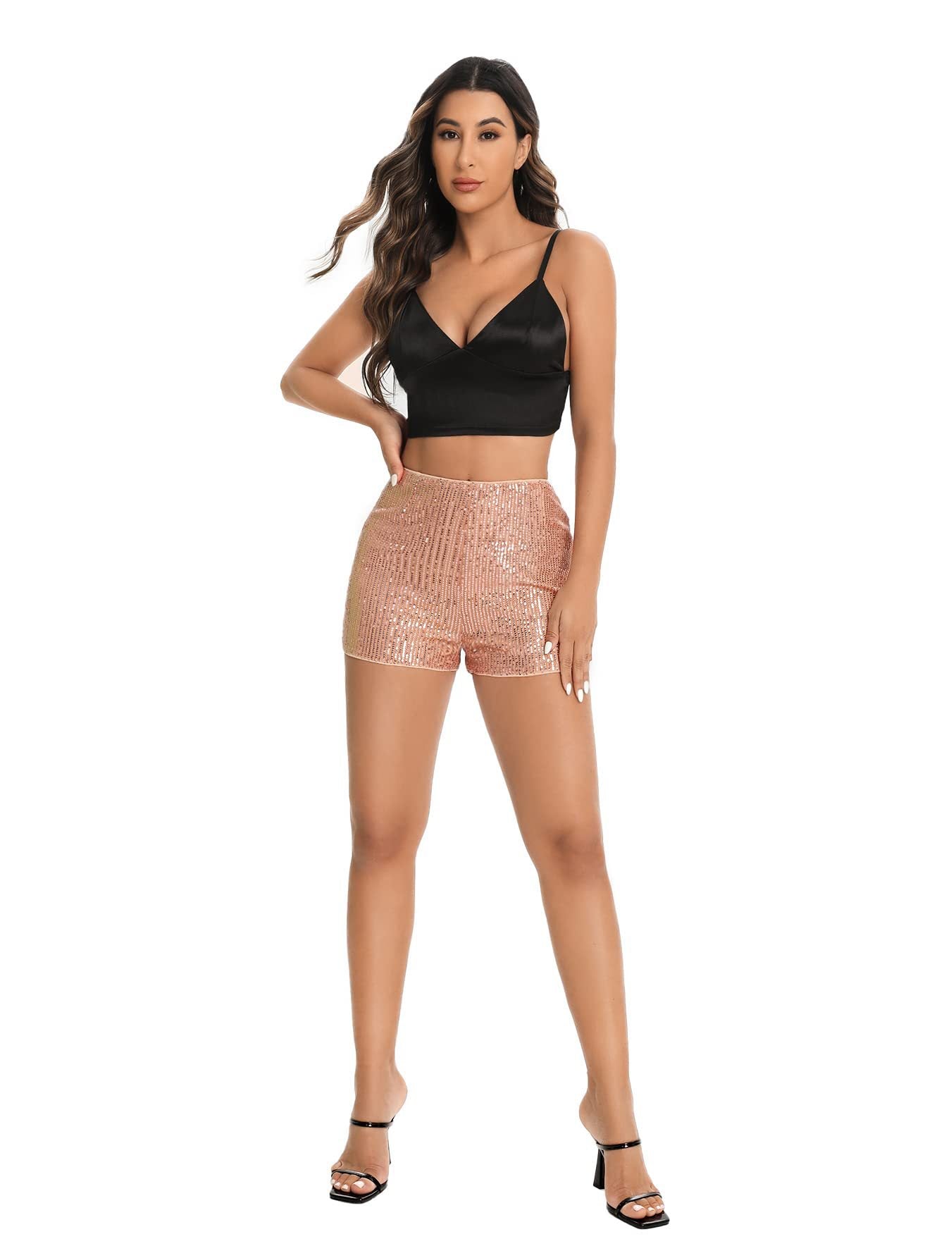 Women's Party Bar Streetwear Solid Color Shorts Sequins Baggy Shorts