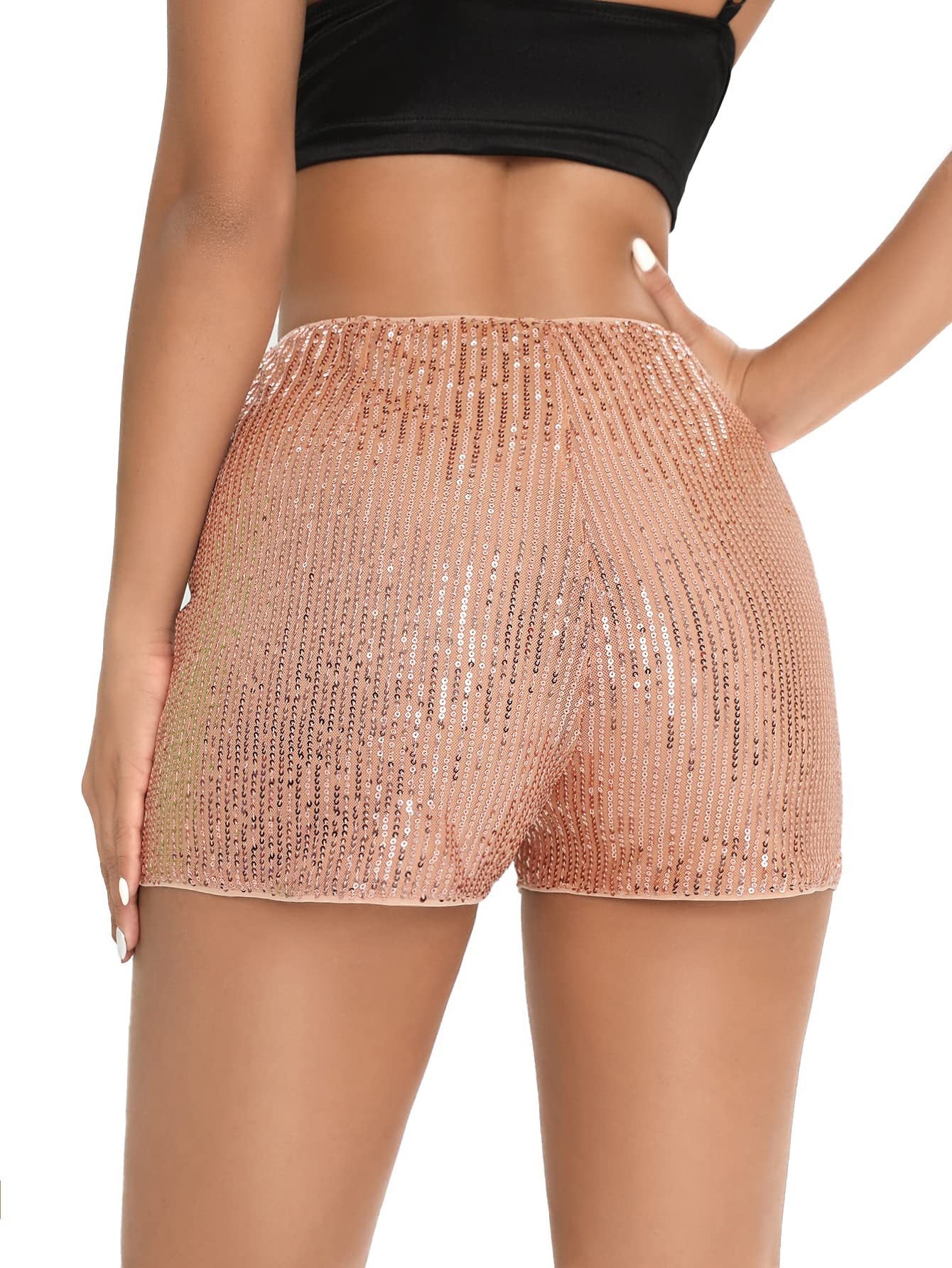 Women's Party Bar Streetwear Solid Color Shorts Sequins Baggy Shorts